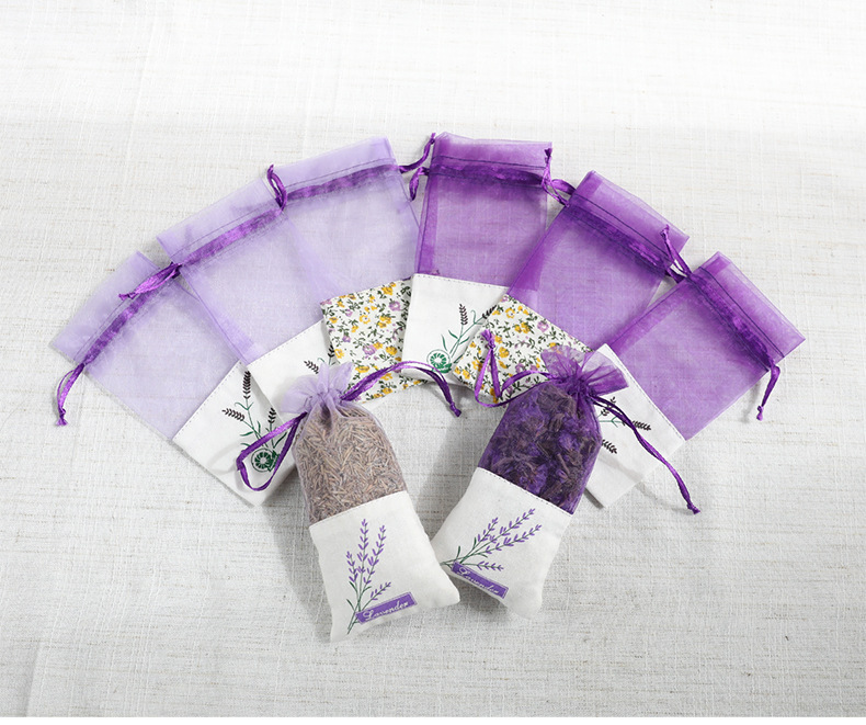 Vỏ đựng túi thơm chất liệu voan hình lavender 15x7.2cm