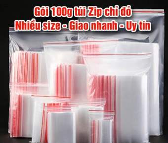 100g Túi Zip Chỉ Đỏ - Túi Đựng Thực Phẩm, đồ gia dụng, Thuoc men rất tiện dụng an toàn- Nhiều size để chọn mua