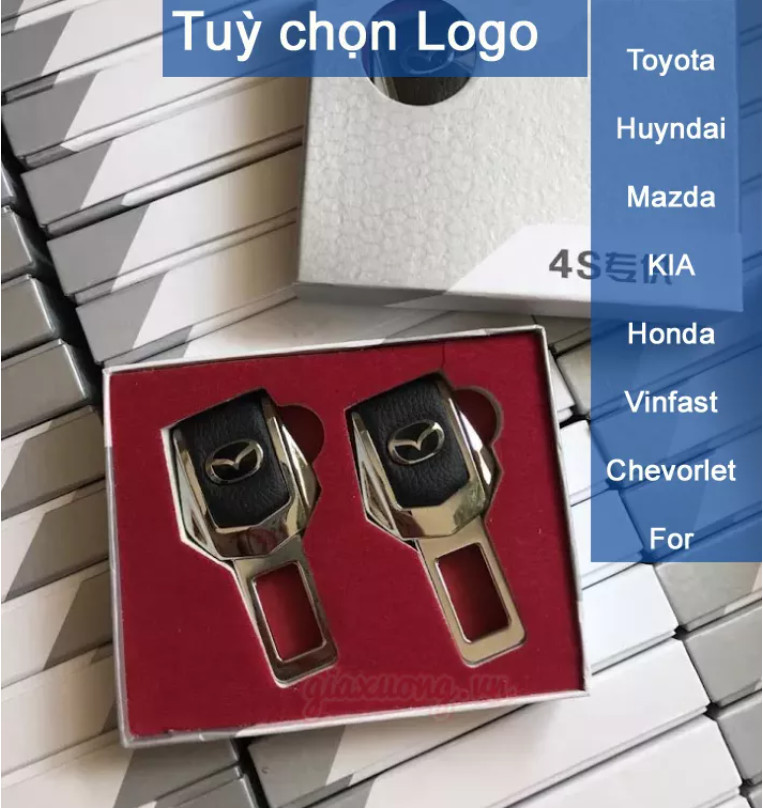 Chốt cài dây đai an toàn, Bộ 02 chiếc, Chốt khoá dây đai an toàn, Chốt đai an toàn ô tô, Hiệu 4S logo hãng xe, kho xưởng