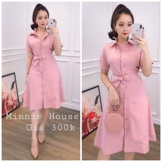 ĐẦM SƠ MI TAY LỠ CỘT NƠ EO HÀNG QUẢNG CHÂU CAO CẤP ( CHUẨN Y HÌNH )