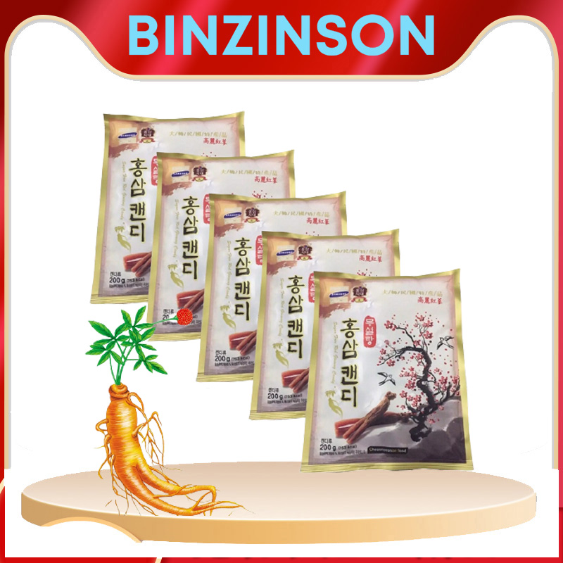 kẹo sâm không đường Cành Đào 200g Hàn Quốc [ COMBO 5 GÓI ] Loại Thơm Ngon hảo hạng - BINZINSON