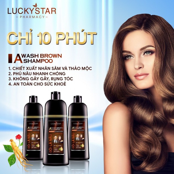 Gội là nâu thảo dược cao cấp lucky star - chai*500ml