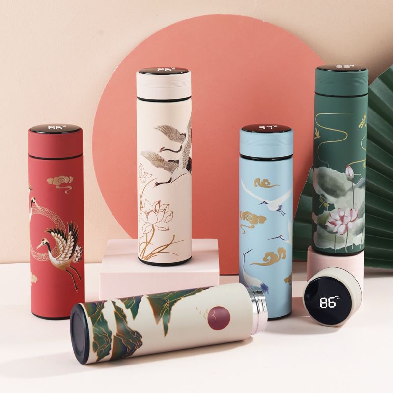 Bình giữ nhiệt 500ml sơn nhám cao cấp, nắp bình giữ nhiệt hiển thị nhiệt độ, bình giuu nhiệt