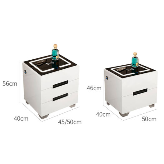 Tủ đầu giường thông minh mặt cảm ứng, cổng sạc usb cho điện thoại, táp đầu giường 2 ngăn thiết kế hiện đại