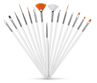 Set 15 cây cọ cơ bản trắng vẽ móng