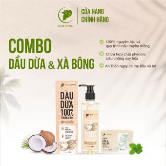 Combo Dầu dừa  250ml + xà Bông dừa 100gram dưỡng da, dưỡng Tóc, dưỡng môi