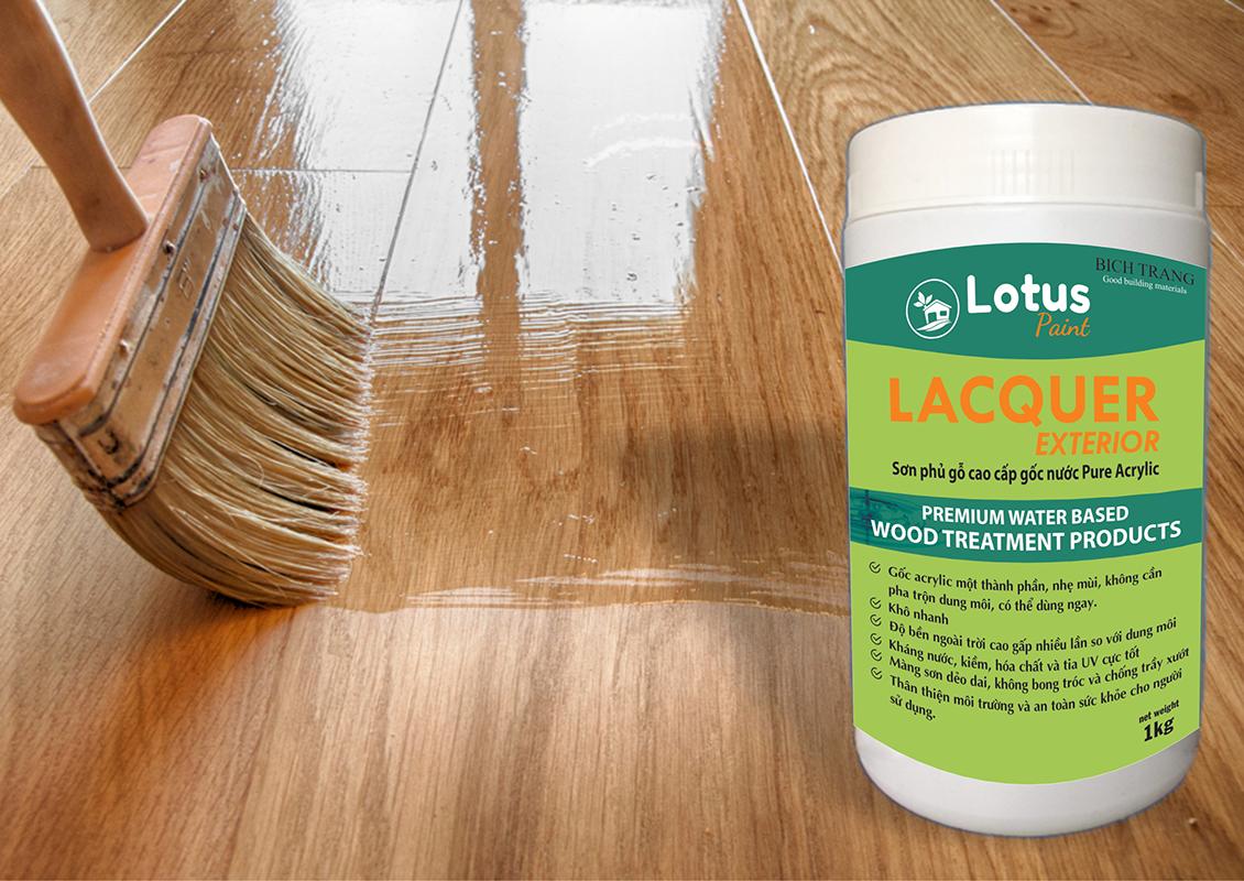 [HCM]Sơn gỗ - Sơn phủ bóng/mờ gỗ không dung môi, nhẹ mùi hệ nước - Lotus acrylic lacquer for wood - 1kg / 5kg