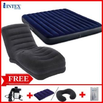 Bộ combo ghế hơi INTEX 68595 và đệm hơi INTEX tặng kèm bơm điện + gối hơi + bộ vá