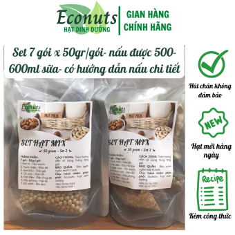 Set hạt dinh dưỡng nấu sữa hạt, mix sẵn 7 ngày, 50gr/gói, hạt nấu ăn dặm cho bé