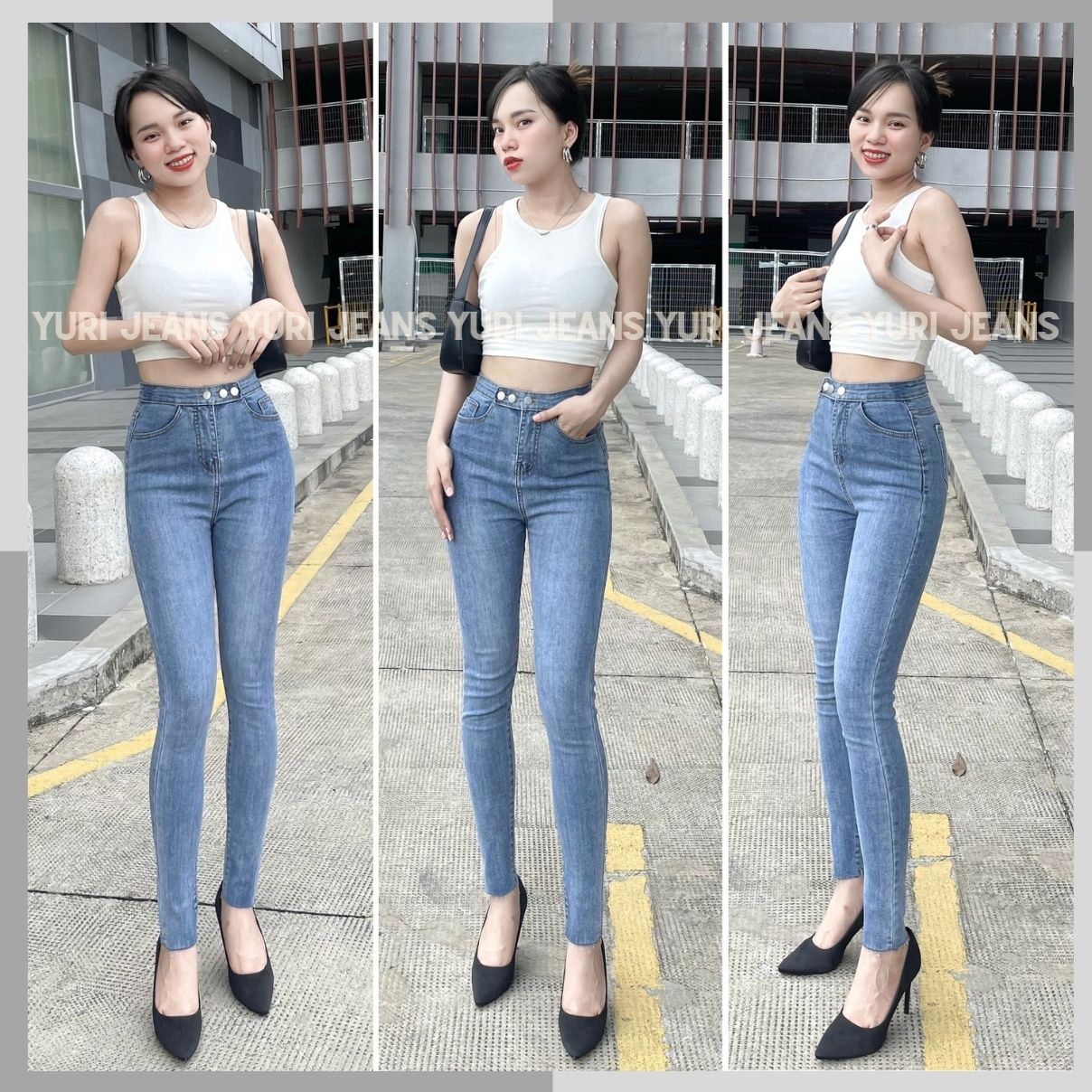 Quần jeans skinny 3nút , quần jean ôm lai cắt st-jeans