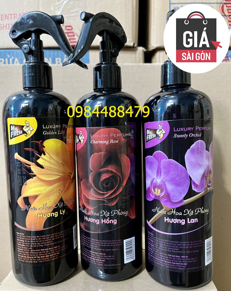Combo 3 chai xịt phòng Mr Fresh 500ml - thơm, khử mùi phòng (3 mùi hồng, lan, ly) GSG685