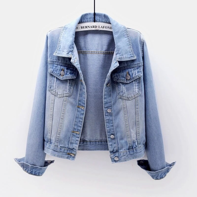 ÁO KHOÁC JEAN NỮ TRƠN XƯỚC NHẸ HÀN QUỐC PHONG CÁCH VINTAGE + ÁO THUN TRƠN (MUA RIÊNG)