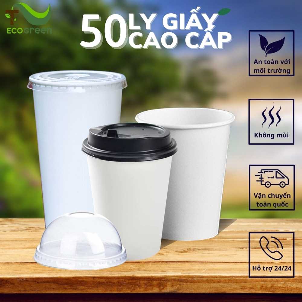 Combo 50 ly giấy cao cấp, cốc giấy dùng 1 lần các loại nắp và dung tích - an toàn với môi trường