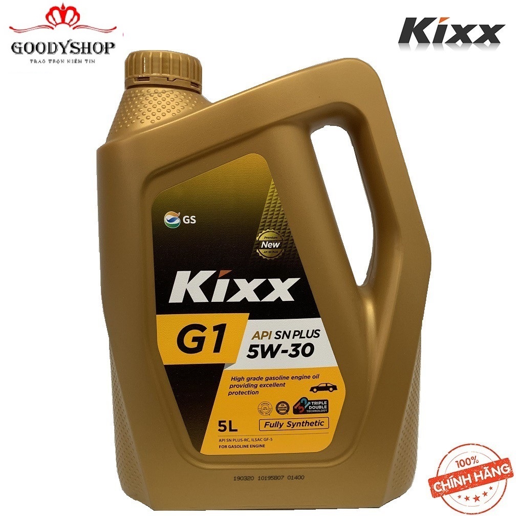 [ Cao cấp] Dầu Nhớt tổng hợp cao cấp Kixx G1 5W30 API SN Plus 5L/ Can Nhựa dành cho Xe động cơ xăng 