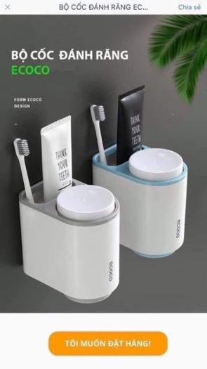 Hộp đựng kem đánh răng tặng kèm 2 cốc