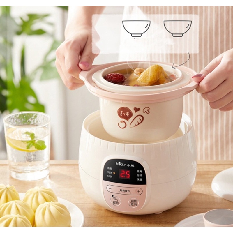 Nồi Nấu cháo chậm Bear dung tích 1l, nồi chưng yến Bear, nồi nấu đa năng, nồi hầm đa năng, nồi nấu cháo ,Ninh Hầm ,hấp, Cách Thuỷ Cho Bé,thiết kế ruột nồi bằng lõi sữ, an toàn, tiện lợi, sang trọng, hàng cao cấp, BH 1 NĂM