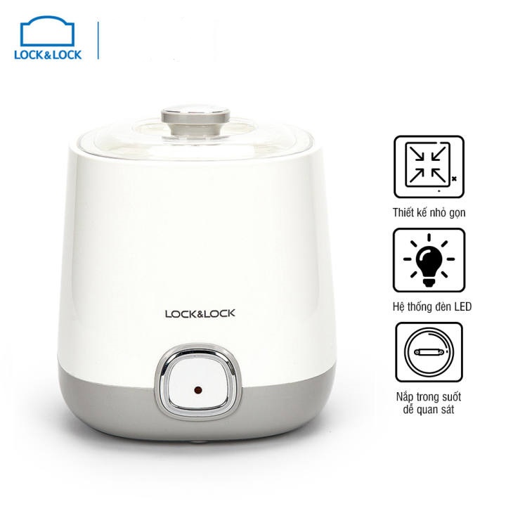 Máy làm sữa chua ngon giá rẻ, máy làm sữa chua lock&lock, lên men tự nhiên, nắp trong suốt, hệ thống đèn led đặc biệt, dung tích 1000ml, công suất 20w bề mặt trơn nhẵn, dễ dàng làm sạch, nhỏ gọn dễ dàng di chuyển
