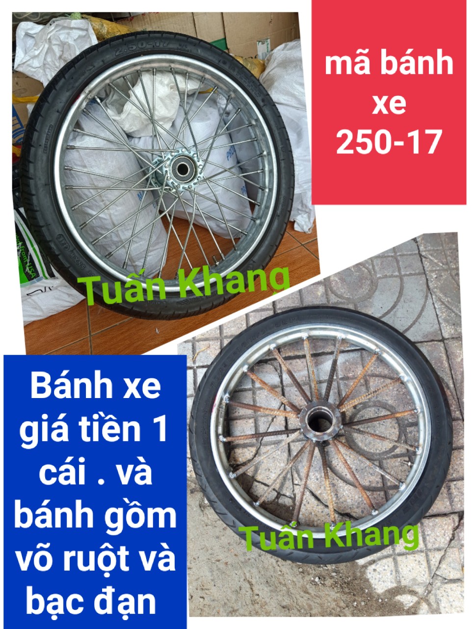 Bánh xe ba gác , xe thồ, xe cải tiến , xe đẩy 2.50-17 (2.75-17,....)