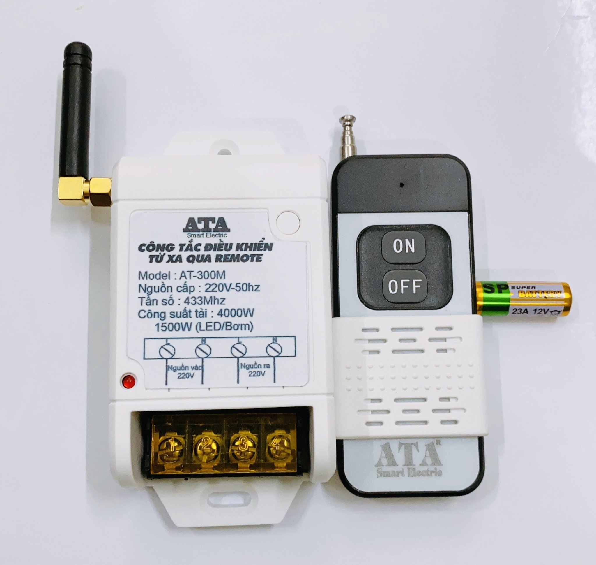 Công tắc điều khiển từ xa ,máy bơm, đèn quat....công suất lơn 15a - xa 300 métata.hàng chính hãng ,bảo hành 12 tháng