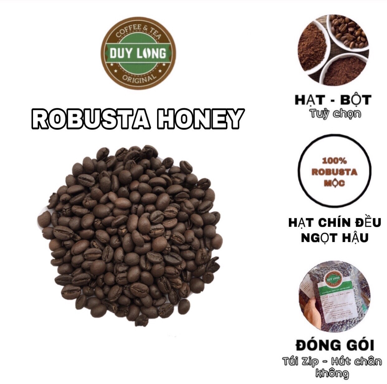 Cà phê Robusta Honey tỉ lệ chín 100%, giá ưu đãi chỉ từ 2kg!