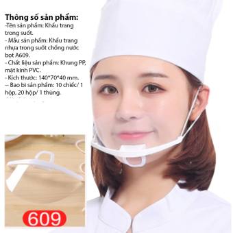 Combo 3 hộp 10 khẩu trang nhựa trong suốt mã 609