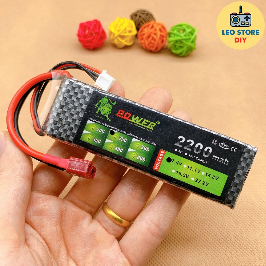 Pin lion power lipo 2s 7.4v 2200mah 25c jack cắm t