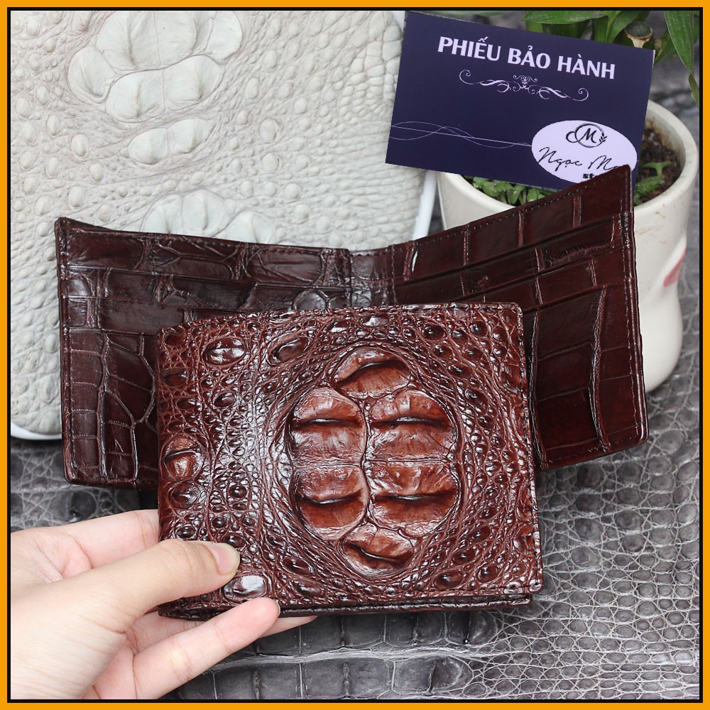 Ví Nam 2 Mặt Da Cá Sấu Thật 100%(Hàng Cao Cấp) Bóp Nam Gù Lưng Da Cá Sấu - Hàng Tận Xưởng - Tặng Kèm Hộp BH 12Tháng + Móc khóa