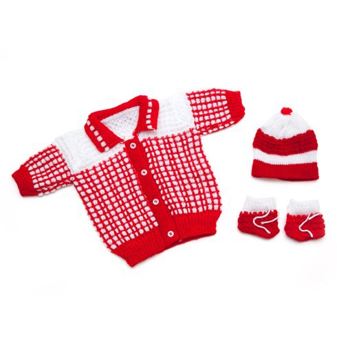 Set áo len kèm bao tay + nón cho bé sơ sinh - Giao ngẫu nhiên