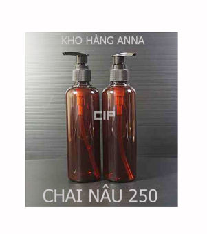 COMBO 5 CHAI NHỰA MÀU NÂU 250ML VÒI NHẤN - 5 CHAI PET NHỰA 250ML MÀU NÂU VÒI NHẤN NHỎ GIỌT , CHAI ĐỰNG DẦU GỘI - CHAI CHIẾT MỸ PHẨM