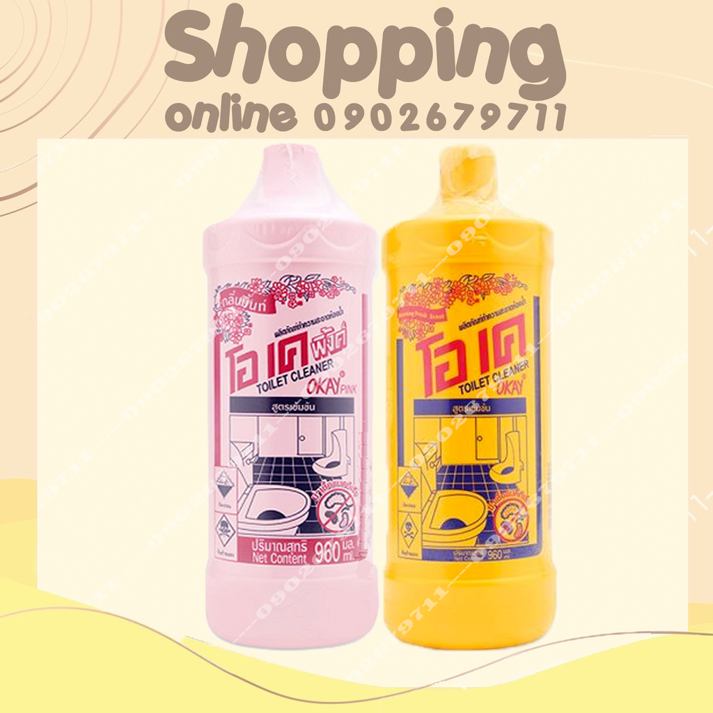 Nước Tẩy Rửa Bồn Cầu Okay Toilet Cleaner Thái 960ML - Màu hồng