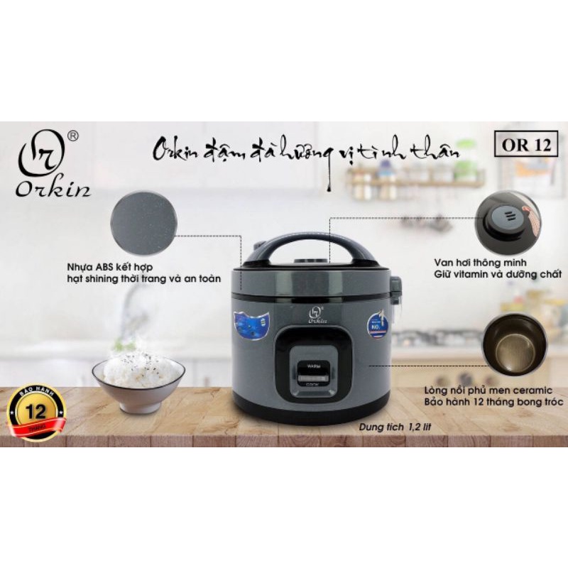Nồi cơm điện mini thái lan orkin or12, 1.2 lít, bảo hành 1 năm chính hãng – or12
