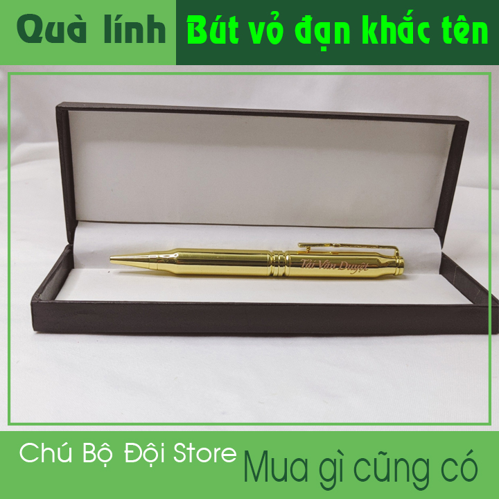 Bút bi vỏ cát tút (bảo hành trọn đời) không gỉ sét làm quà lưu niệm, tặng lính, ngày kỉ niệm, lễ
