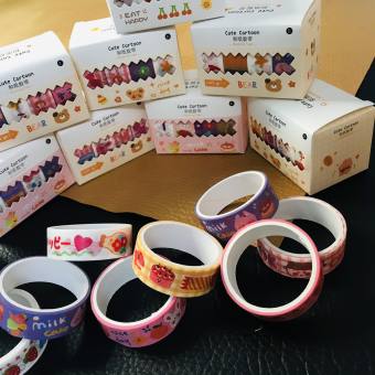Hộp 4 cuộn băng keo trang trí washi tape mẫu ngẫu nhiên trang trí làm bulletjournal scrapbook