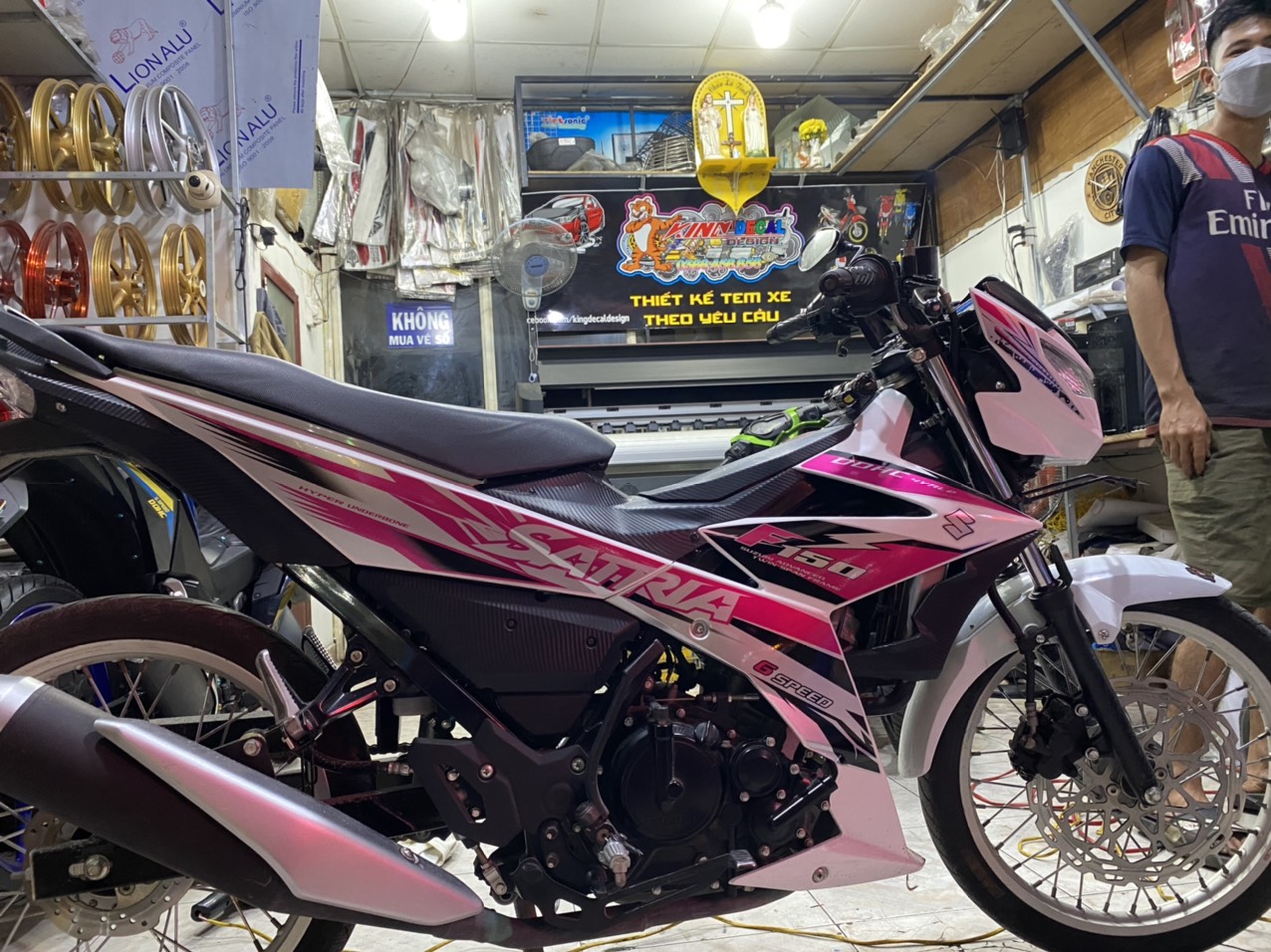 Tem Rời Candy cao cấp Satria màu trắng hồng đen