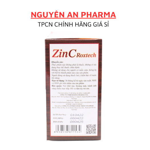 Viên kẽm ZinC Roxtech bổ sung kẽm, vitamin C giúp tăng đề kháng, bớt ốm ...