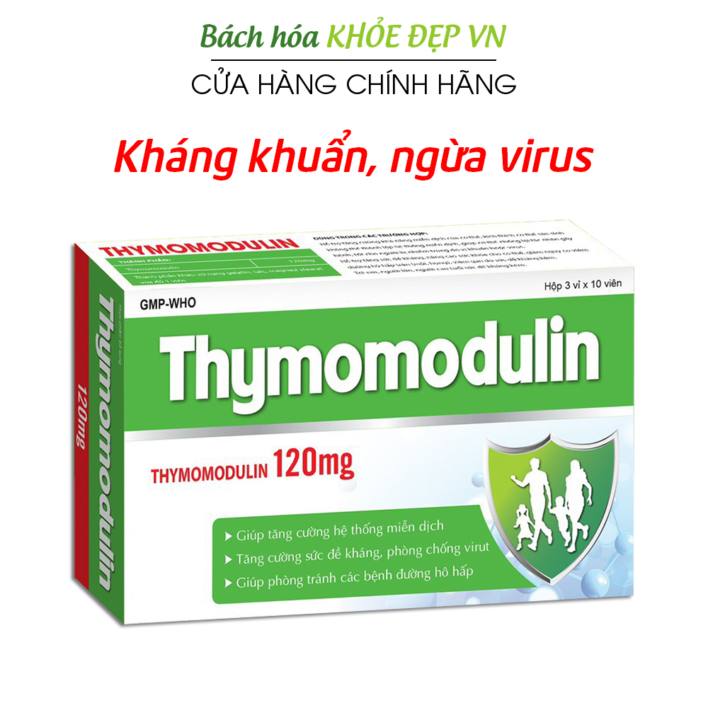 Viên uống Thymomodulin 120mg tăng cường sức đề kháng, kháng khẩn, ngừa virus, phòng tránh bệnh đường hô hấp - Hộp 30 viên