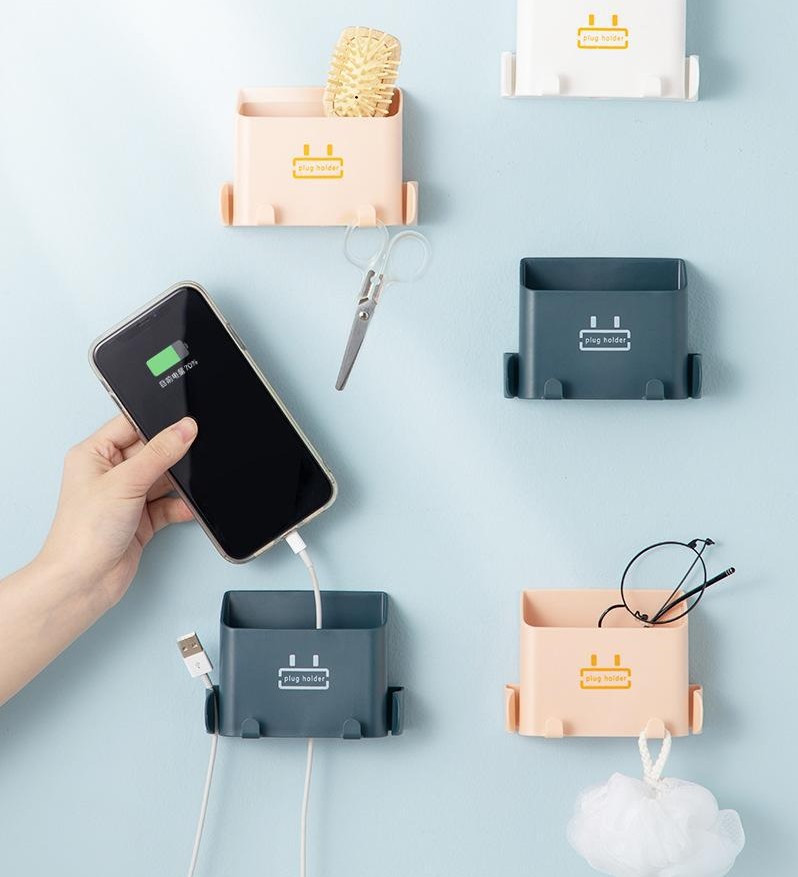 Hộp Đựng Đồ Gắn Tường Không Lỗ Giá Sạc Điện Thoại Di Động Điều Khiển Từ Xa TV Hộp Đựng Đồ Đa Năng