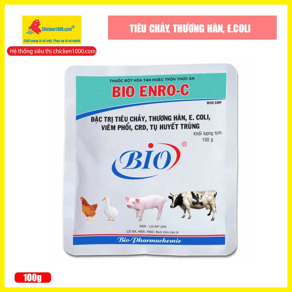 Thuốc thú y enro c bio đặc trị tiêu chảy, thương hàn gói 100g