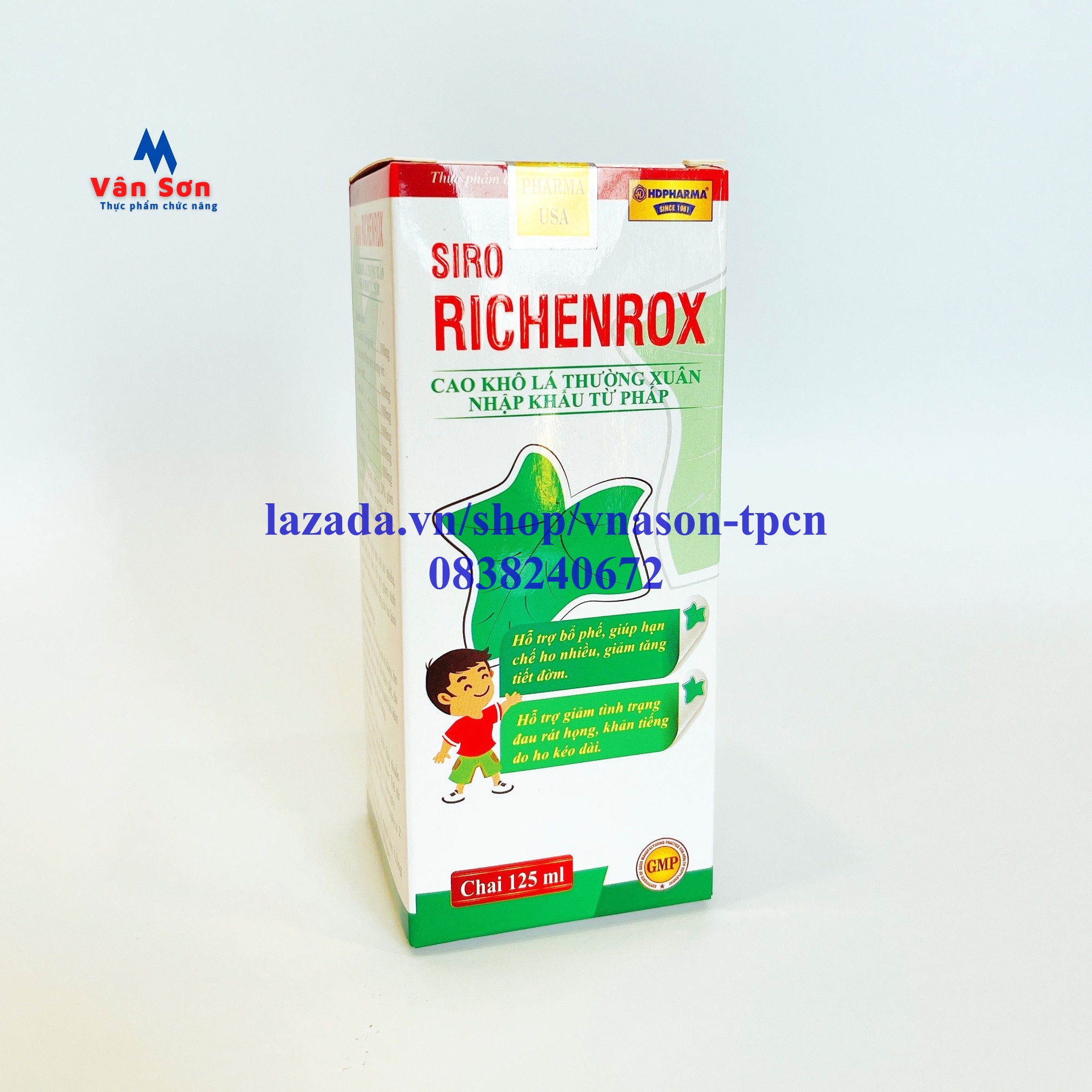 Siro giảm ho richenrox giúp bổ phế, giảm ho, tiêu đờm - chai 125ml