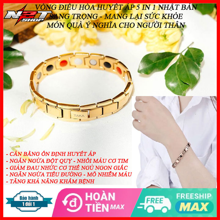 Vòng đeo Tay Điều Hòa Huyết Áp Nhật Bản Cao Cấp 5 trong 1, vòng điều hòa, vòng điều hòa huyết áp màu Vàng sang trọng cao cấp, vòng điều hòa nữ.