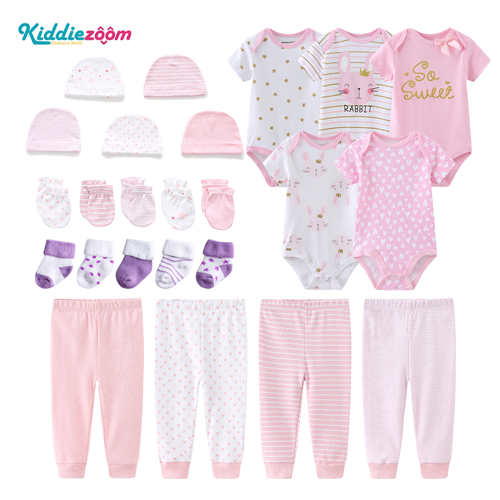 Kiddiezoom 5PCS baby clothes+4set pants+5set hat and gloves +gift socks new style boys baby clothes 0-12months