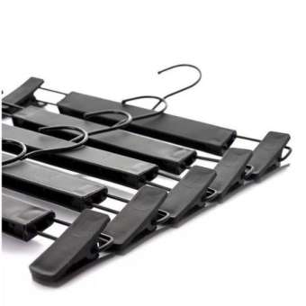 Set 10 kẹp quần nhựa đen, thân nhựa đen, đầu kẹp đen và đầu móc đen