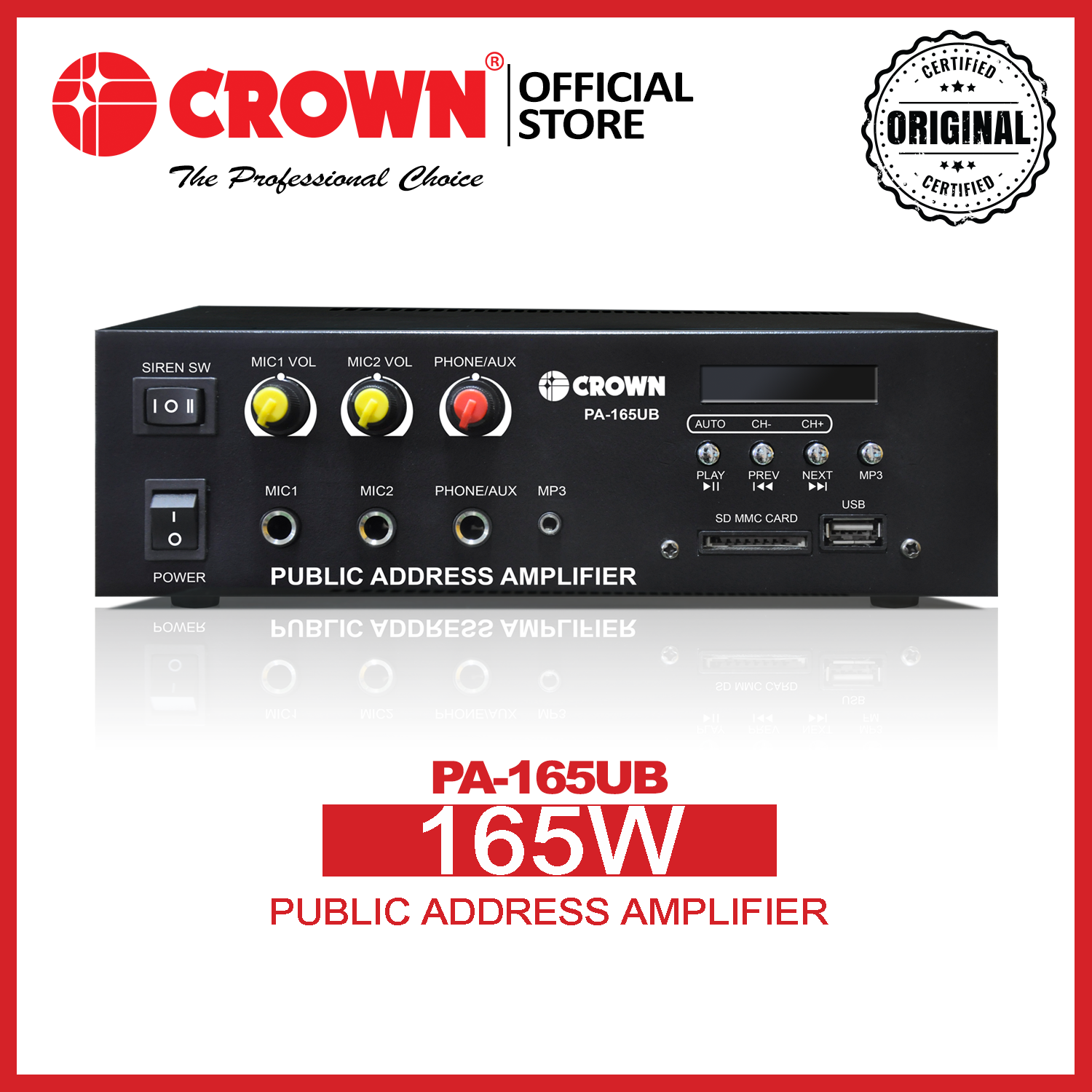 CROWN PA-165UB 165W Public Address Amplifier