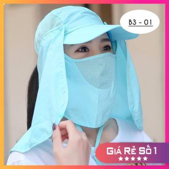 Mũ Chống Nắng Thời Trang   Nón Mũ lưỡi trai kèm che mặt chống nắng màu sắc có thể tháo rời khăn và mũ