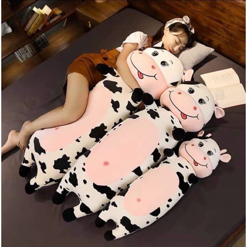 Gối ôm bò sữa Size 1m2, hàng nhập khẩu có khóa kéo, Gòn 100%