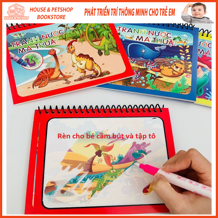 Tranh Tô Màu Nước Ma Thuật Cho Bé - Tranh Tô Màu Vẽ Nước, Tự Xóa, Dùng Nhiều Lần - Đồ Chơi Tô Màu Trẻ Em
