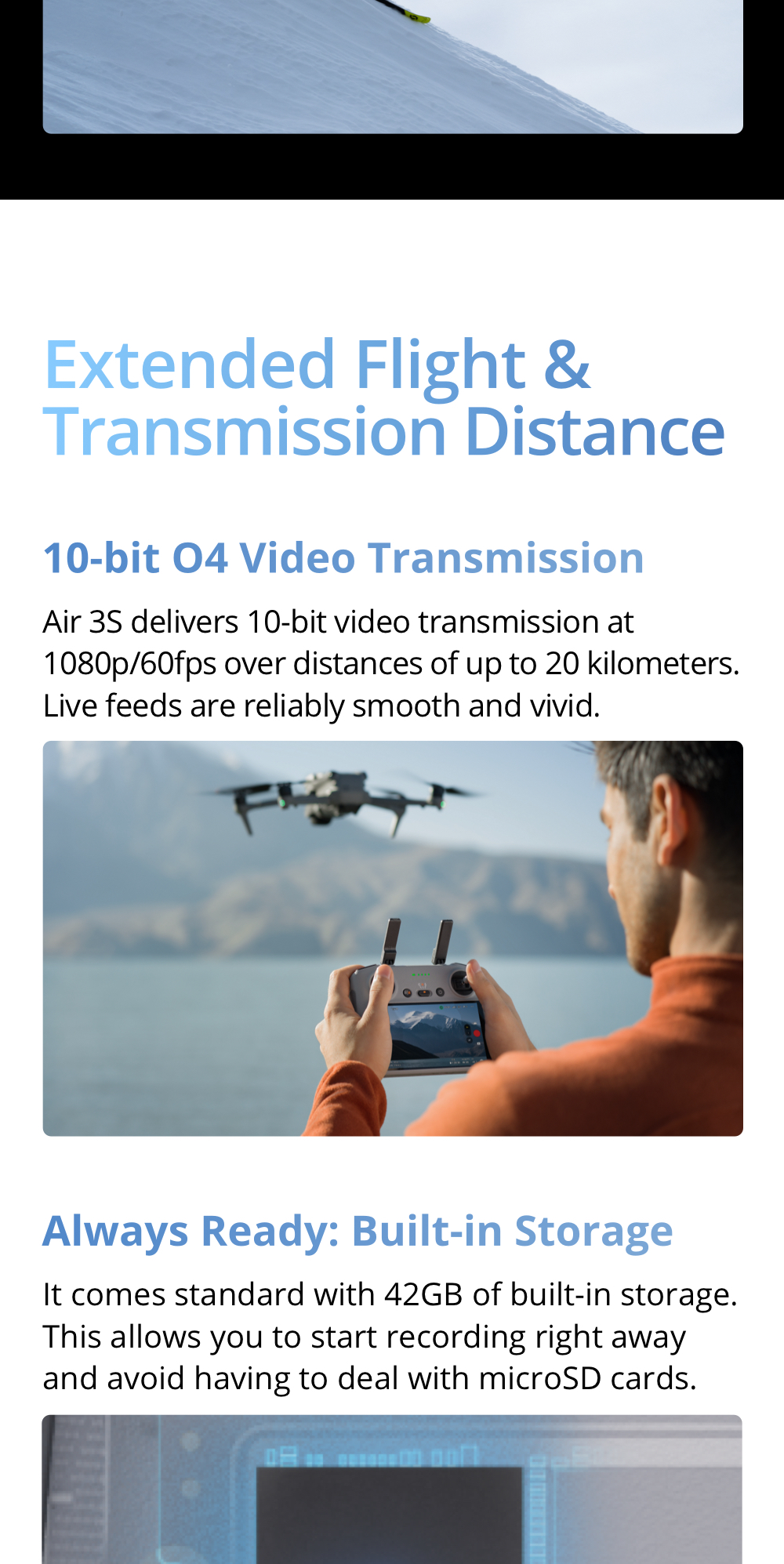 DJI Air 3S - Droni con fotocamera | Sensore CMOS da 1" | New Air Aesthetic | Smart RTH di nuova generazione | Doppia fotocamera primaria tele e grandangolare media | Rilevamento omnidirezionale degli ostacoli