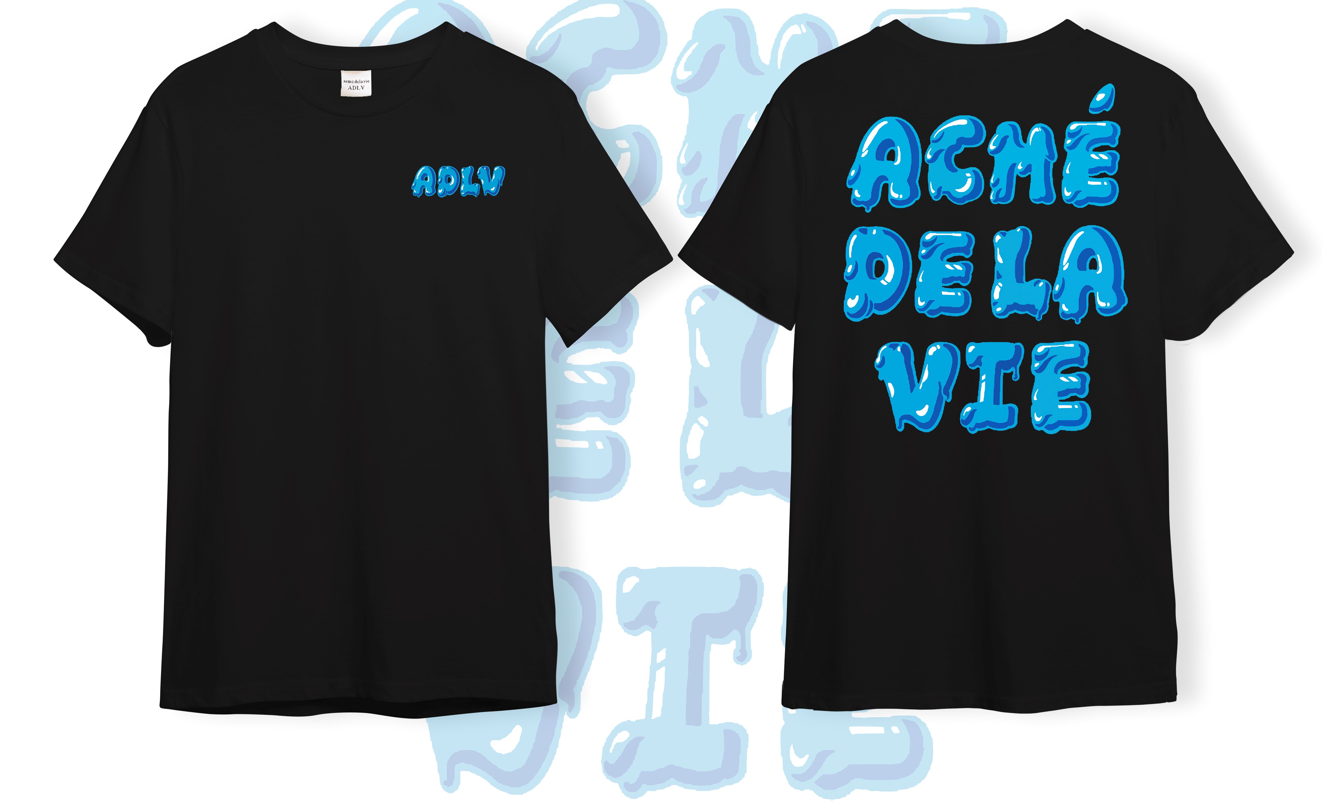 Áo thun unisex a.d.l.v chữ xanh sau lưng