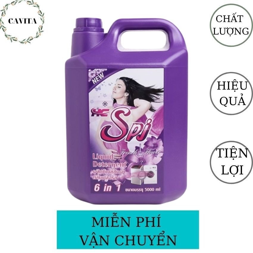 [FreeShip] Nước Giặt Đậm Đặc SPJ 5000ml Thái Lan CAVITA lưu hương lâu, mềm vải, không gây kích ứng