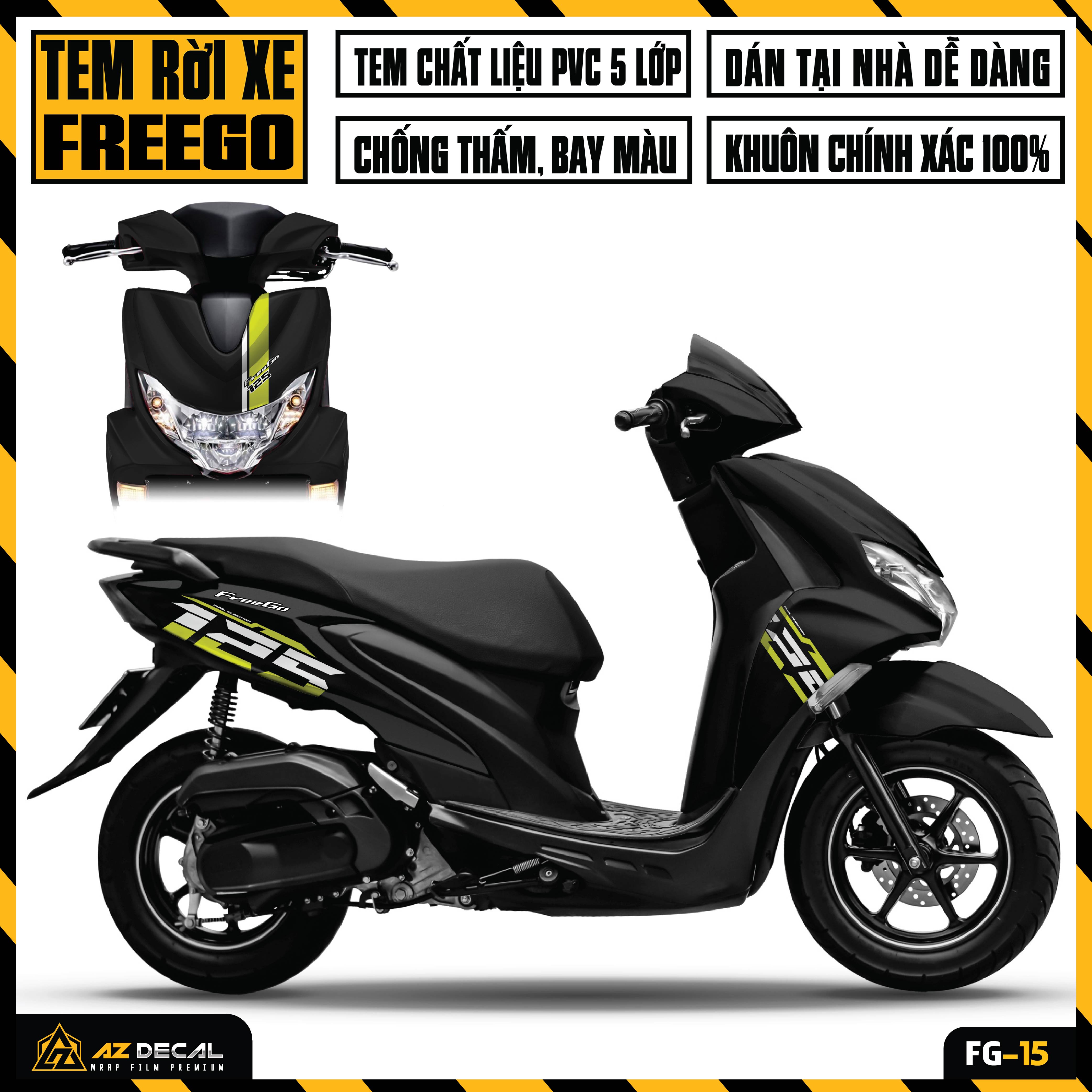 Decal Dán Xe Yamaha FreeGo 125 / S Phong Cách Thể Thao | FG-15 | Tem Rời Chống Nước Chống Phai Màu D